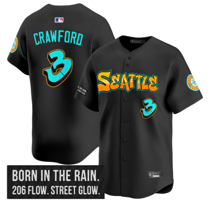 J.P. Crawford Jersey #3 Seattle Mariners Graffiti Emerald Drop Edition