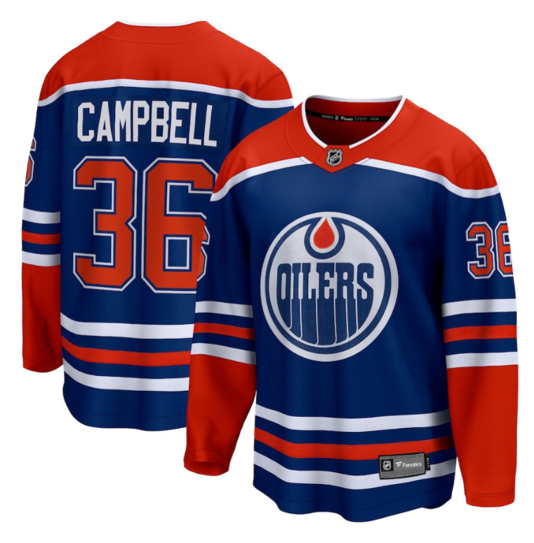 Jack Campbell 36 Edmonton Oilers Home Breakaway Jersey Men (Copy)