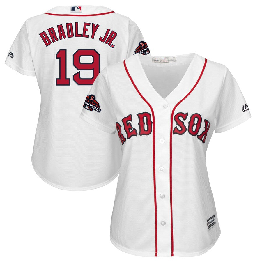 Jackie Bradley Jr Boston Red Sox Majestic Womens 2020 World Series Champions Team Logo Player Jersey White