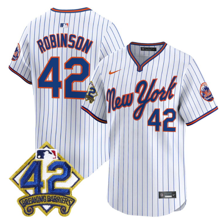 Jackie Robinson Jersey #42 New York Mets 2025 Road Alternate Stitched Pinstripe
