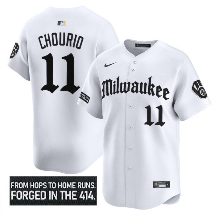 Jackson Chourio Jersey #11 Milwaukee Brewers Gothic 414 Shadows Edition White