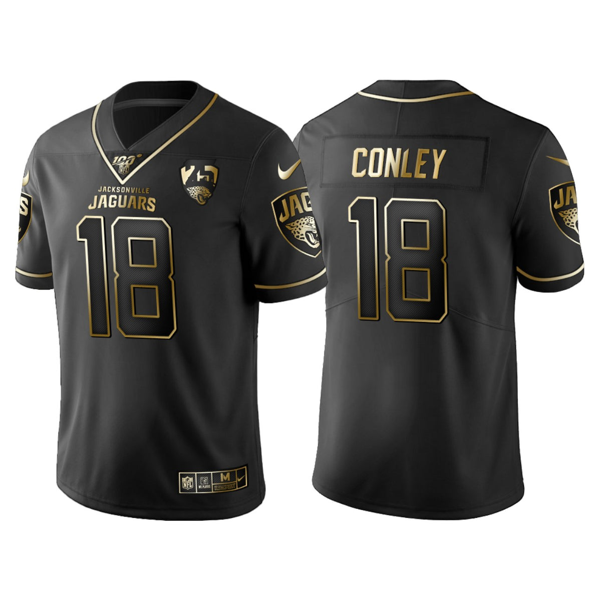 Jacksonville Jaguars Chris Conley 25th Anniversary Black Gold Logo Jersey