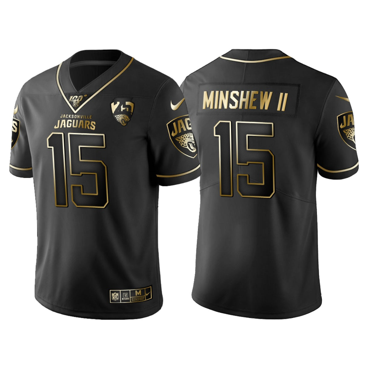 Jacksonville Jaguars Gardner Minshew Ii 25th Anniversary Black Gold Logo Jersey