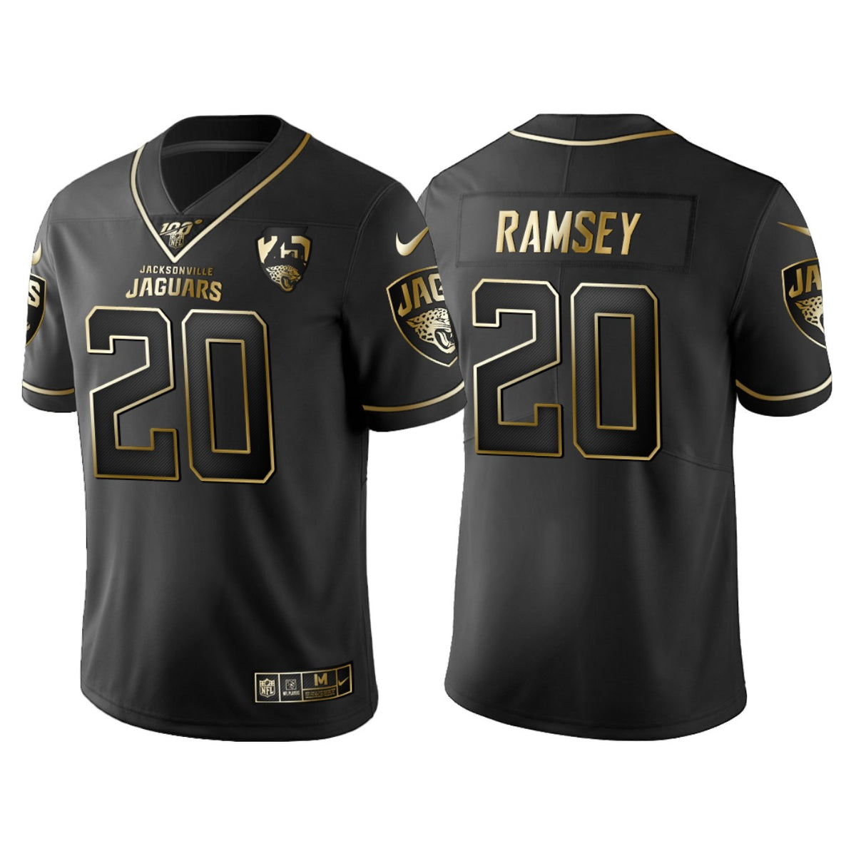 Jacksonville Jaguars Jalen Ramsey 25th Anniversary Black Gold Logo Jersey