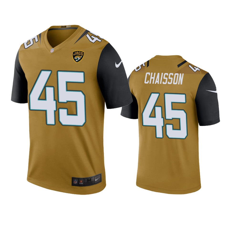 Jacksonville Jaguars Klavon Chaisson Bold Gold Color Rush Legend Jersey Mens