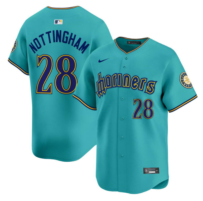 Jacob Nottingham Jersey #28 Seattle Mariners 2025 Vapor Premier Limited Stitched
