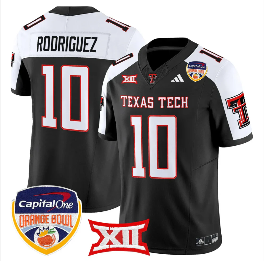Jacob Rodriguez Jersey #10 Texas Tech 2025 Orange Bowl Patch V2 Stitched
