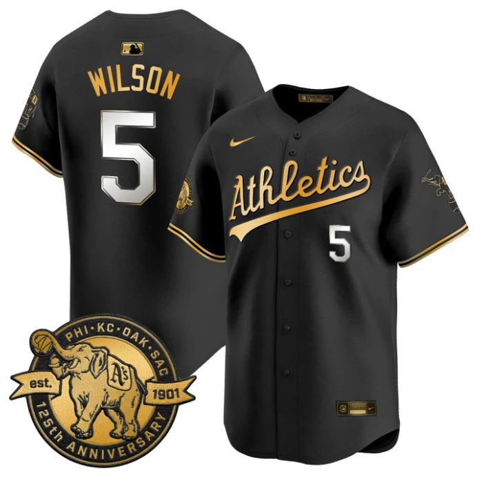 Jacob Wilson Jersey #5 Oakland Athletics 125th Anniversary Patch Stitched
