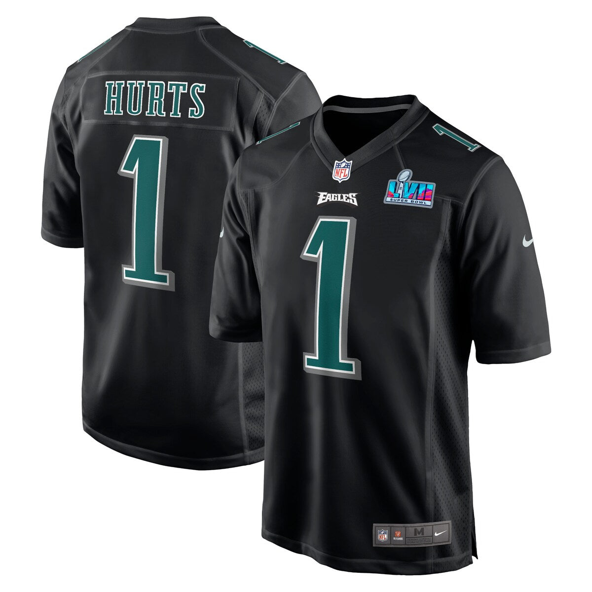 Jalen Hurts Philadelphia Eagles Nike Super Bowl Lvii Patch Fashion Game Jersey Black
