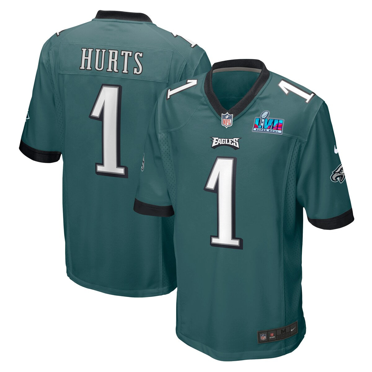 Jalen Hurts Philadelphia Eagles Nike Super Bowl Lvii Patch Game Jersey Midnight Green