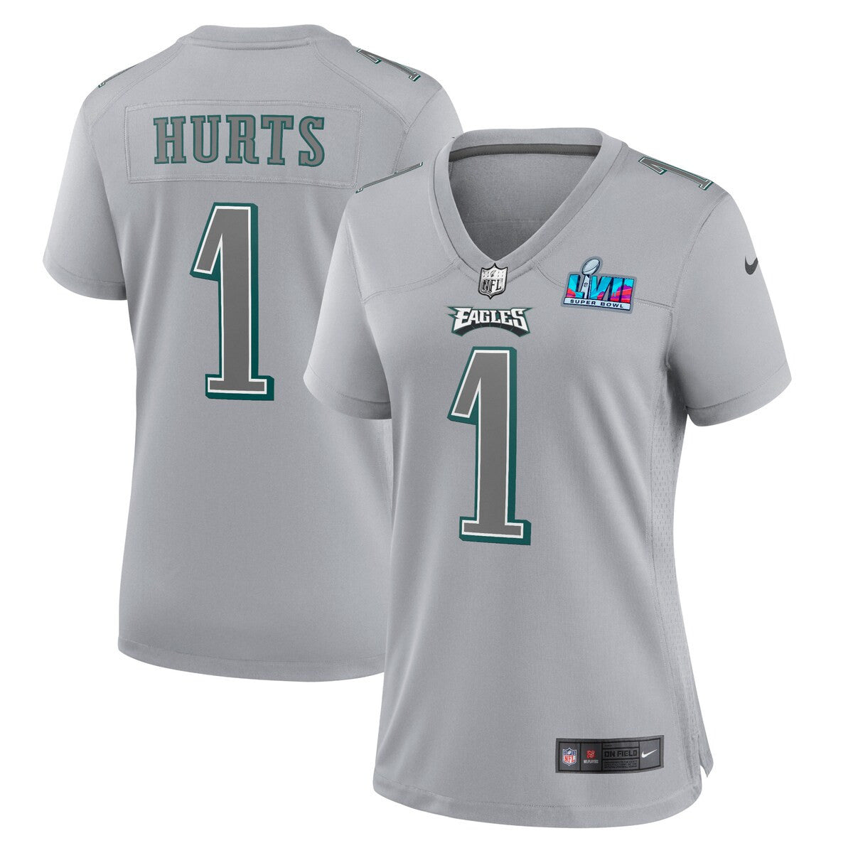 Jalen Hurts Philadelphia Eagles Nike Womens Super Bowl Lvii Patch Atmosphere Fashion Game Jersey Gray
