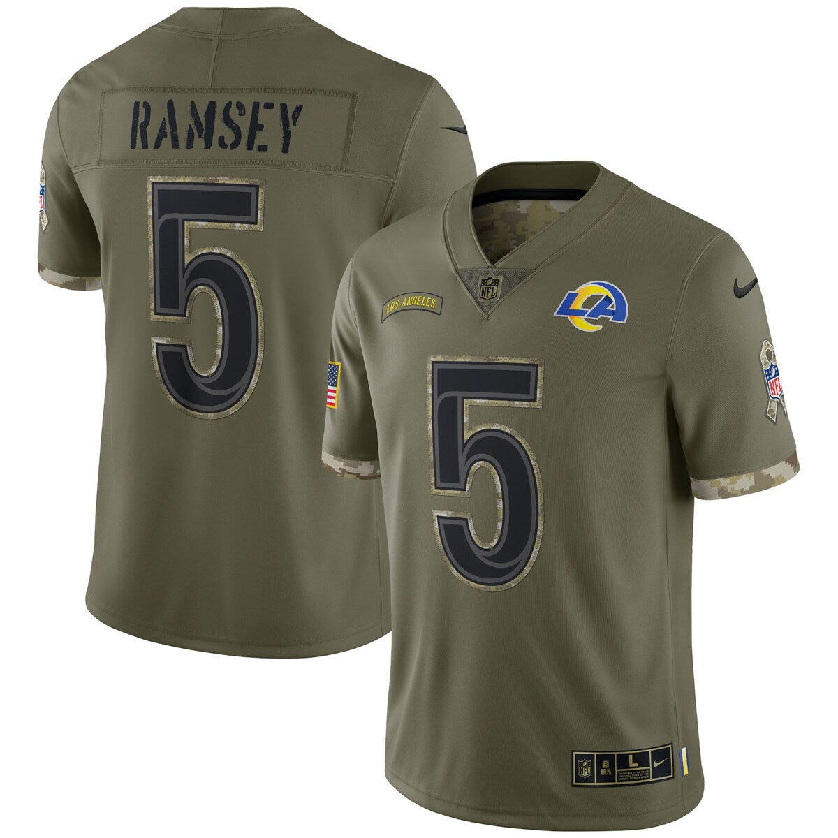 Jalen Ramsey Los Angeles Rams Nike 2022 Salute To Service Limited Jersey Olive