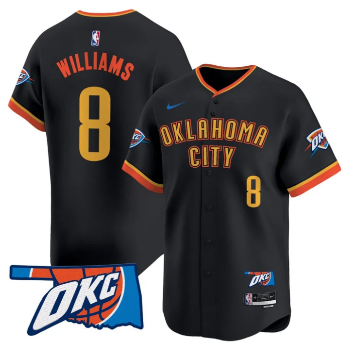 Jalen Williams Jersey #8 Oklahoma City Thunder Vapor Baseball Stitched 24-25 Cit