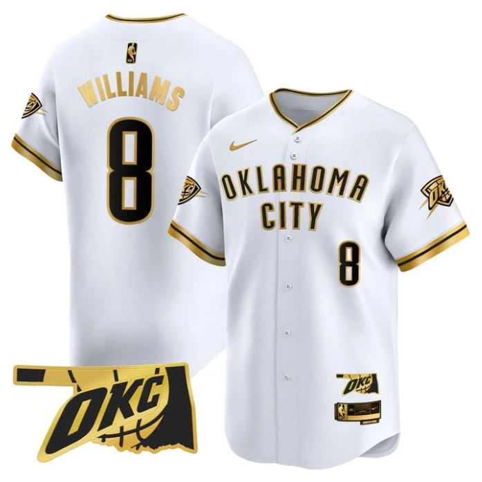 Jalen Williams Jersey #8 Oklahoma City Thunder Vapor Baseball Stitched White Gol