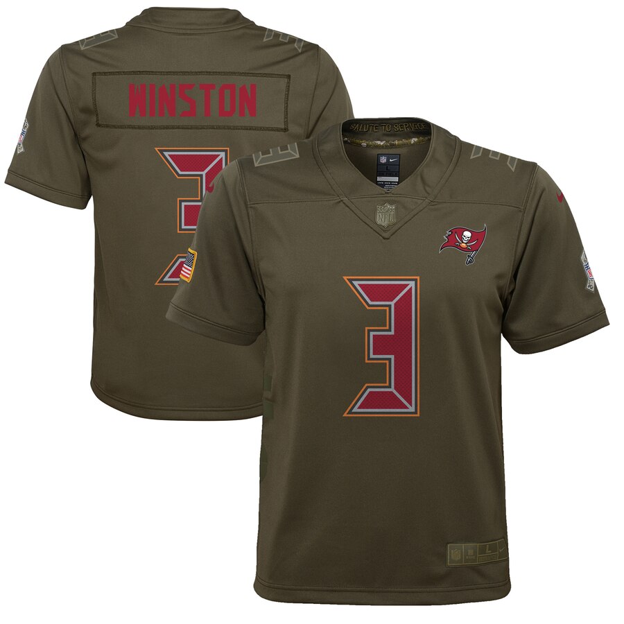 Jameis Winston Tampa Bay Buccaneers Nike Youth Salute To Service Game Jersey Olive
