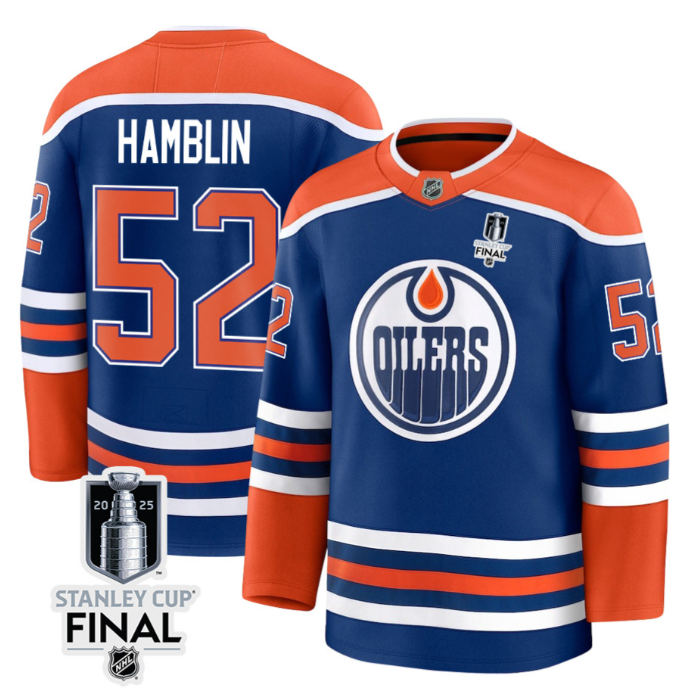 James Hamblin 52 Edmonton Oilers 2025 STANLEY CUP Final Patch Home Men Jersey Ro