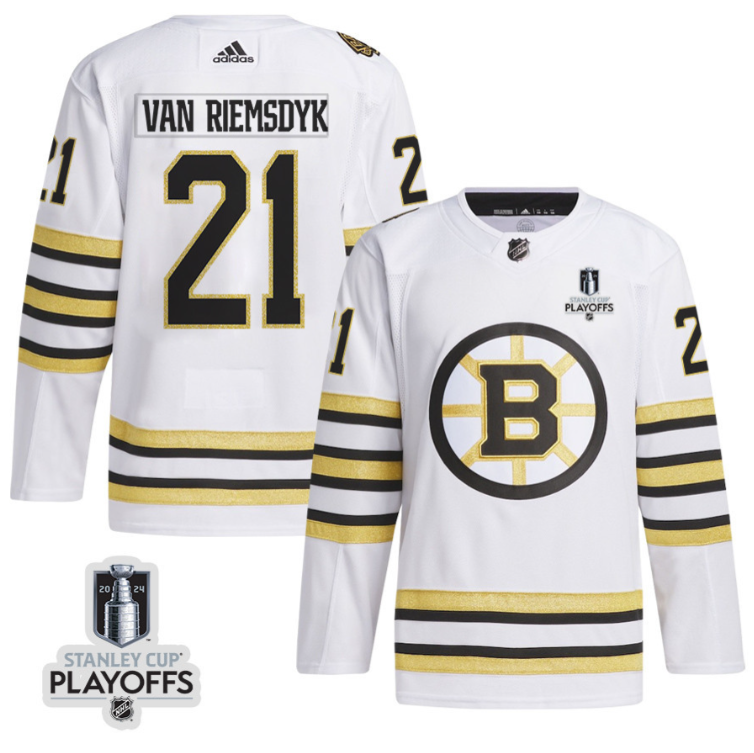 James van Riemsdyk 21 Boston Bruins 2024 NHL Playoffs Patch Away Jersey Men, W