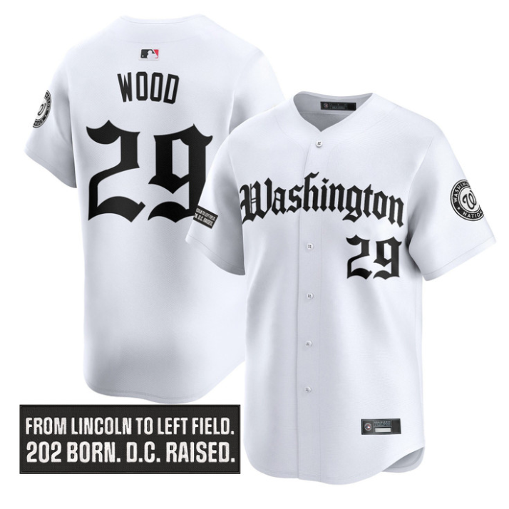 James Wood Jersey #29 Washington Nationals Gothic Capitol Edition White