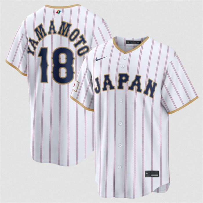 Japan Baseball #18 Yoshinobu Yamamoto Jersey White 2026 World Baseball Classic H