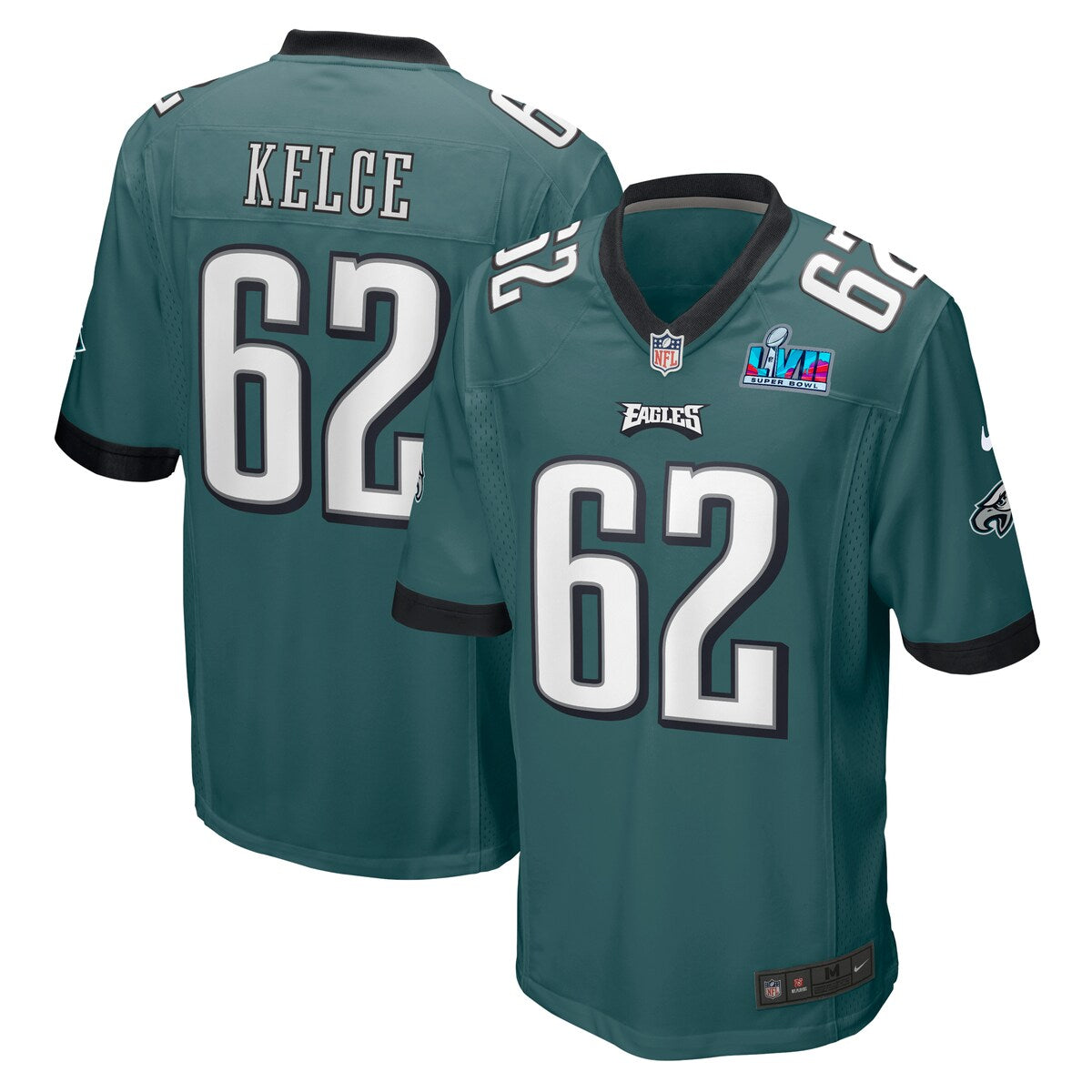 Jason Kelce Philadelphia Eagles Nike Super Bowl Lvii Patch Game Jersey Midnight Green