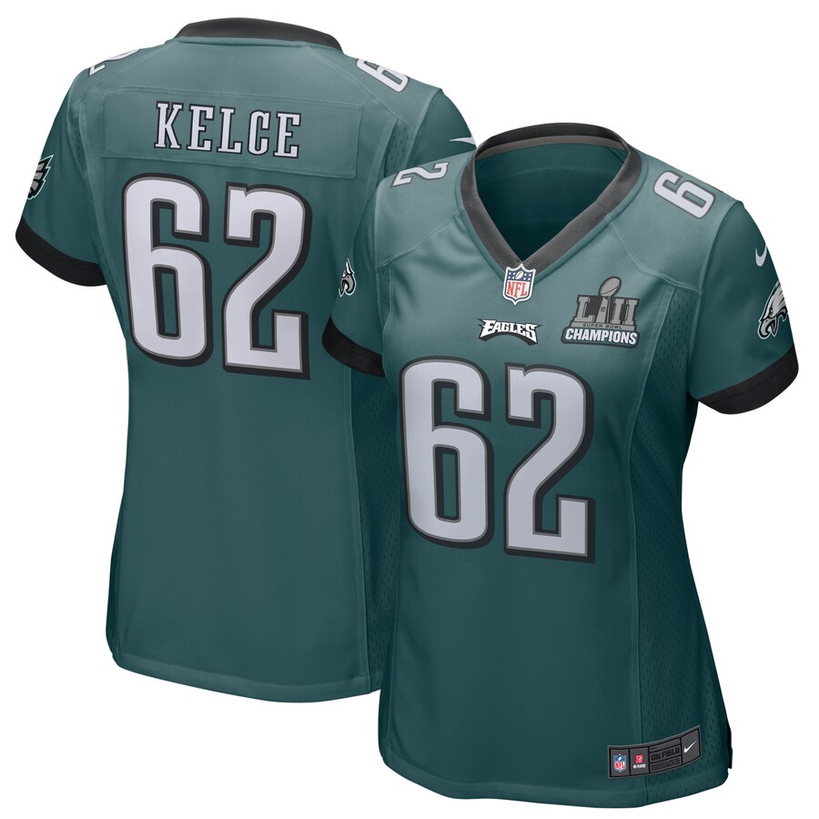 Jason Kelce Philadelphia Eagles Nike Womens Super Bowl Lii Champions Patch Game Jersey Midnight Green