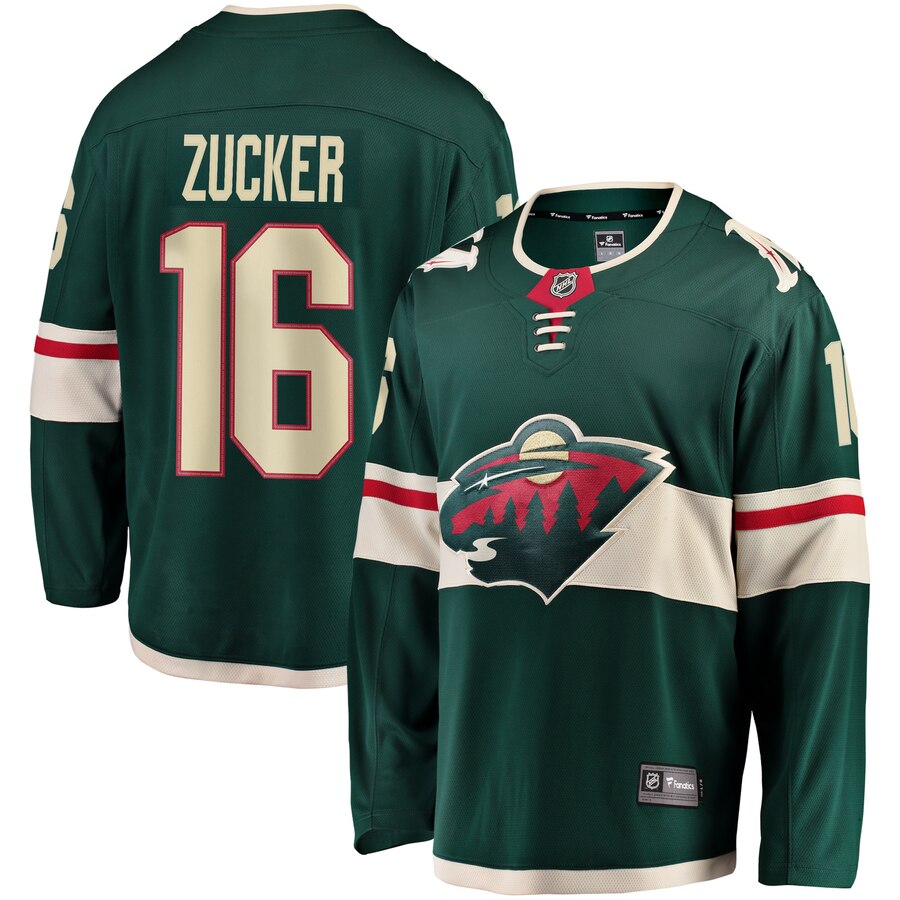 Jason Zucker Minnesota Wild Fanatics Branded Premier Breakaway Player Jersey Green
