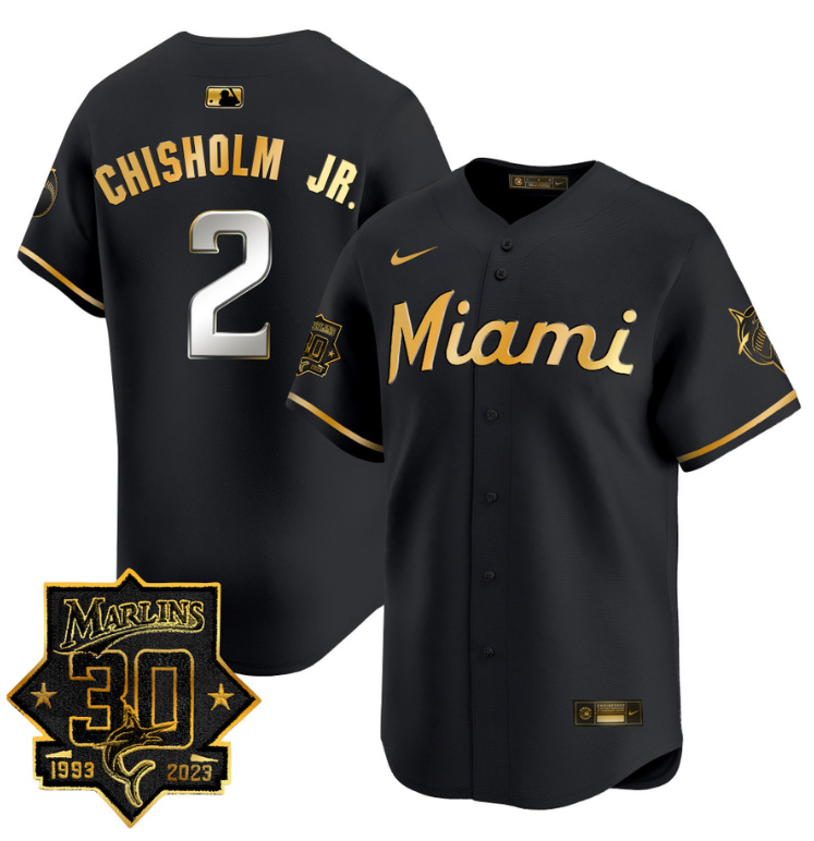 Jazz Chisholm Jr Jersey #2 Miami Marlins 30 Seasons Anniversary Patch Limited St