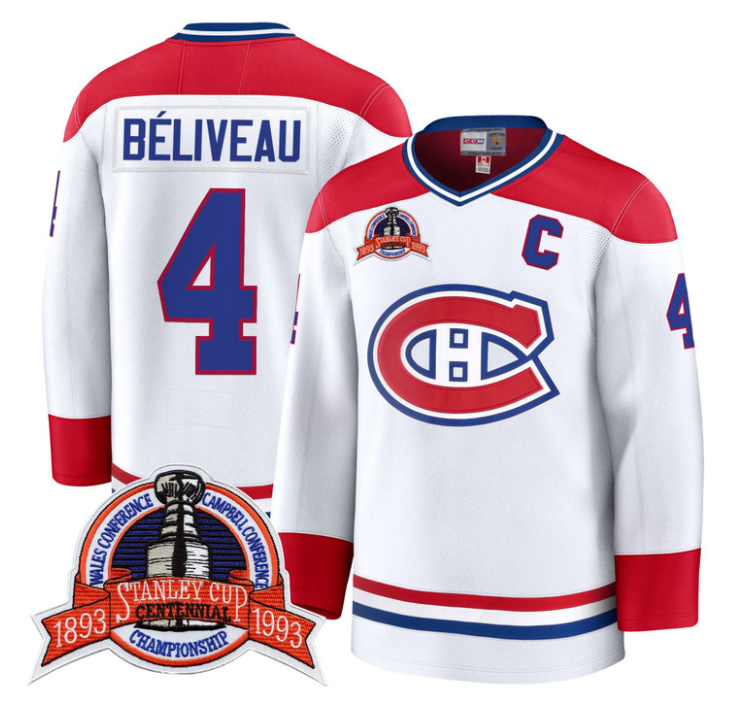 Jean Bliveau Jersey #4 Montreal Canadiens Timeless Premium Stitched 1993 Final