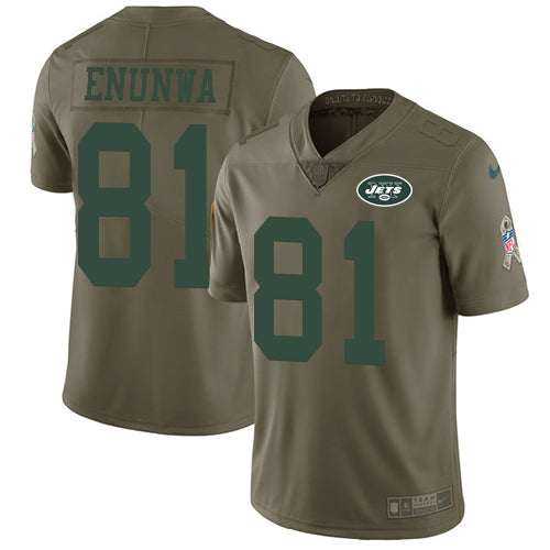 Jets 81 Quincy Enunwa Olive Mens Stitched Football Limited 2017 Salute To Service Jersey