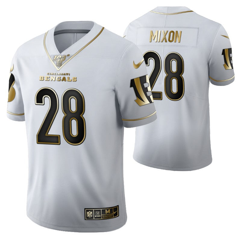 Joe Mixon Bengals White 100th Season Golden Edition Jersey