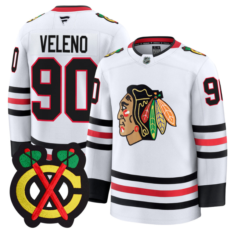 Joe Veleno Jersey #90 Chicago Blackhawks Premium All Stitched White