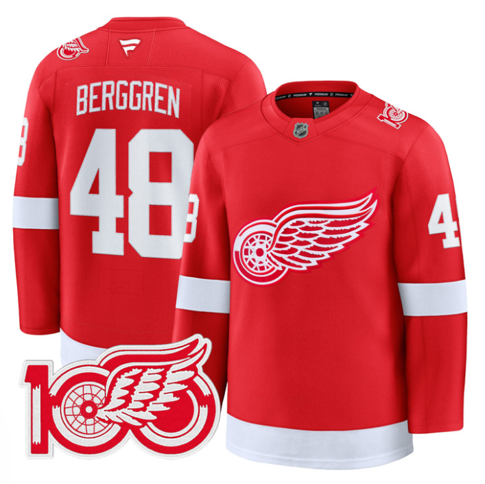 Jonatan Berggren Jersey #48 Detroit Red Wings 100th Anniversary