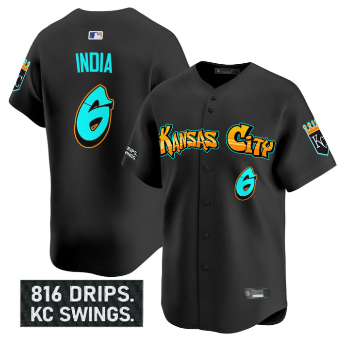 Jonathan India Jersey #6 Kansas City Royals Graffiti Crown Drop Stitched