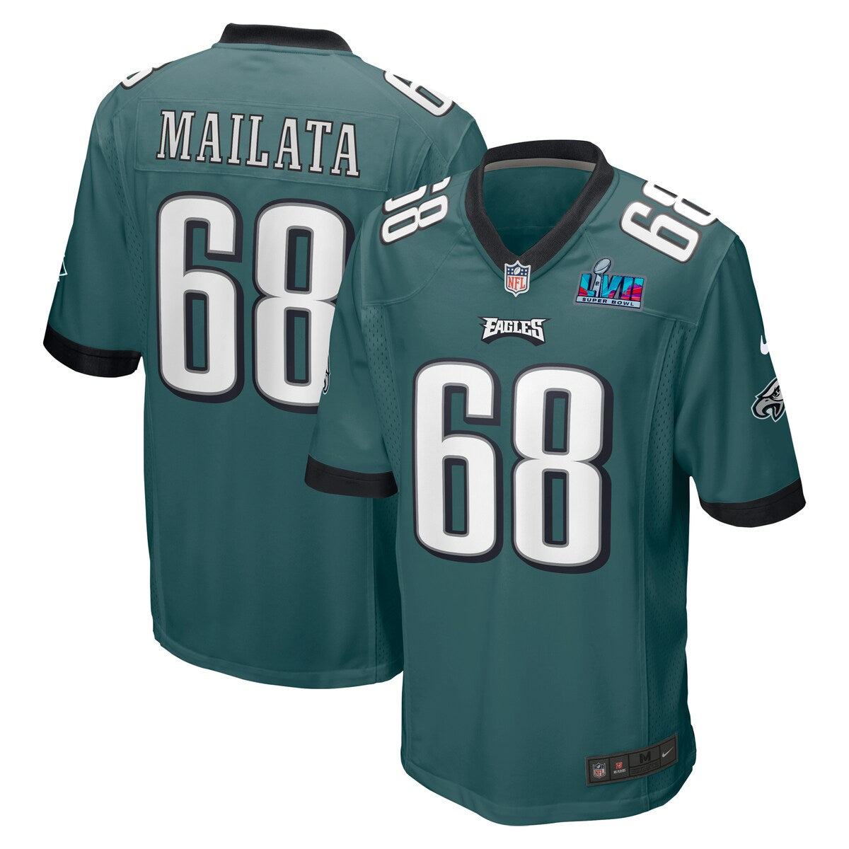 Jordan Mailata Philadelphia Eagles Nike Super Bowl Lvii Patch Game Jersey Midnight Green