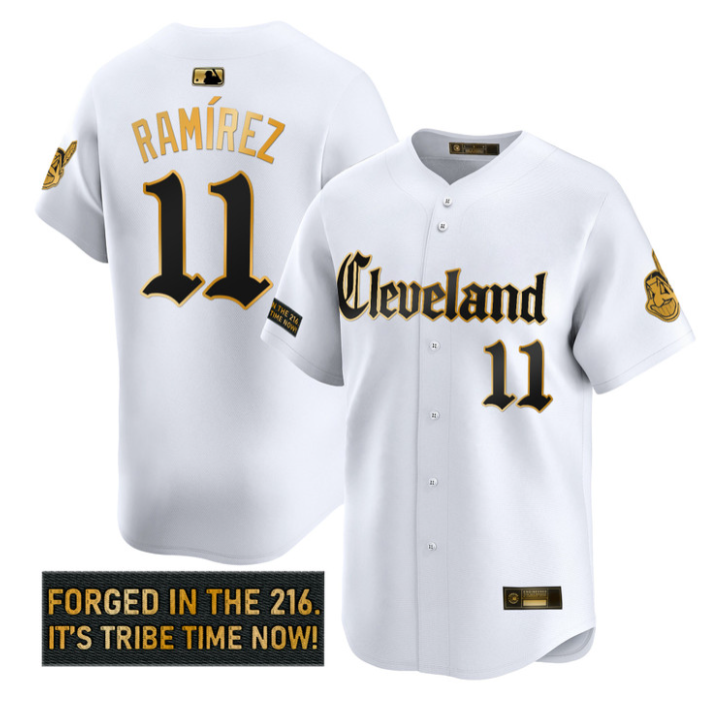Jos Ramrez Jersey #11 Cleveland Indians Gothic Iron Edition Stitched White