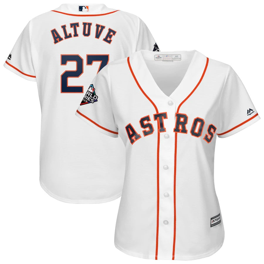 Jose Altuve Houston Astros Majestic Womens 2019 World Series Bound Official Cool Base Player Jersey White
