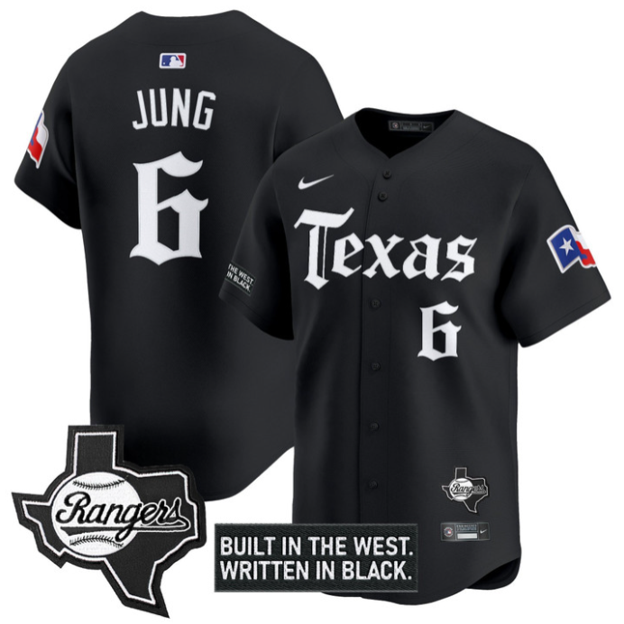 Josh Jung Jersey #6 Texas Rangers Gothic Frontier Edition Vapor Limited Stitched