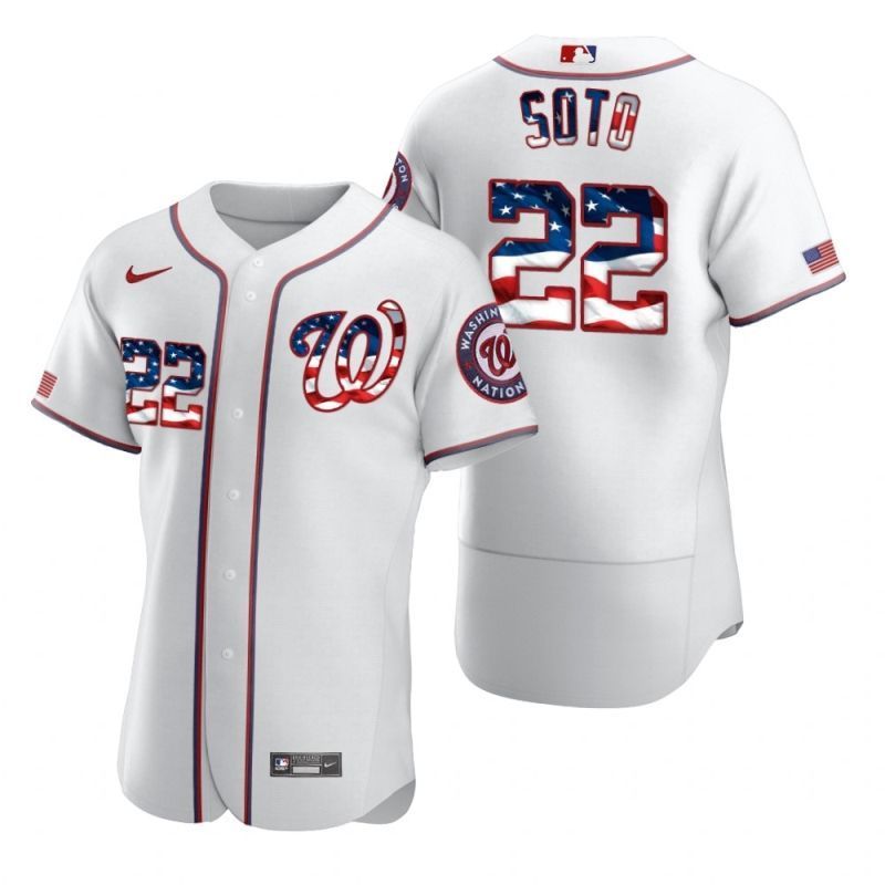 Juan Soto 22 Washington Nationals 2020 Mlb White Us Flag Jersey