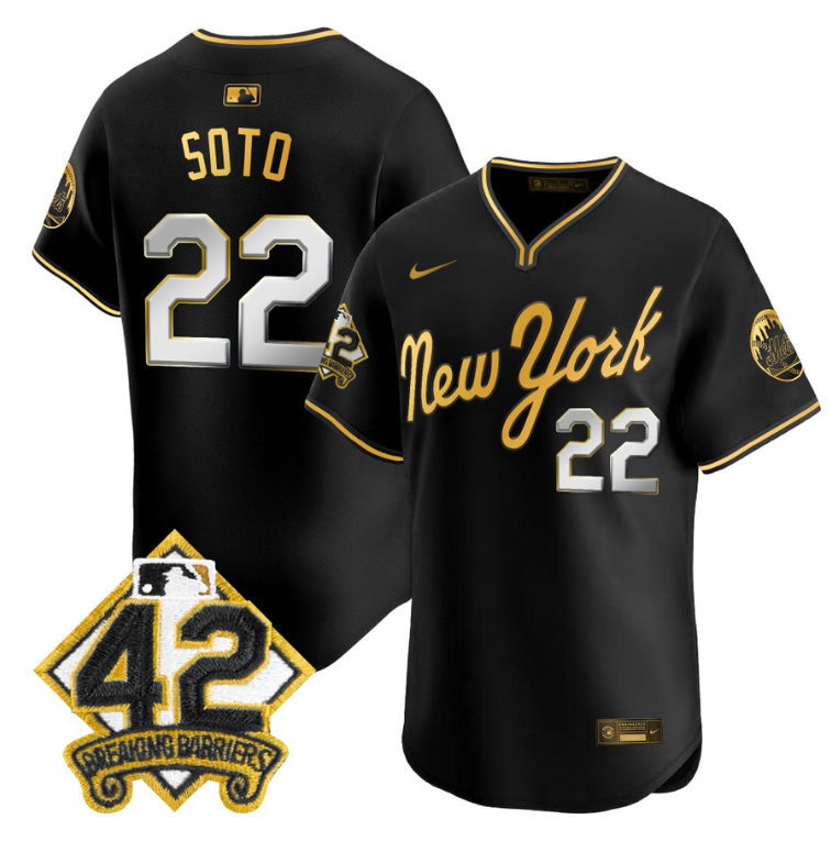 Juan Soto Jersey #22 New York Mets 2025 Jackie Robinson Patch Road Alternate Sti