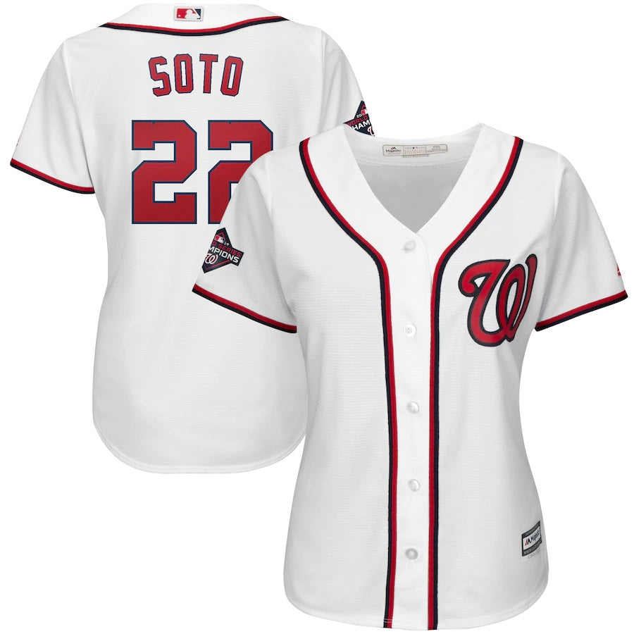 Juan Soto Washington Nationals Majestic Womens 2019 World Series Champions Home Cool Base Patch Player Jersey White