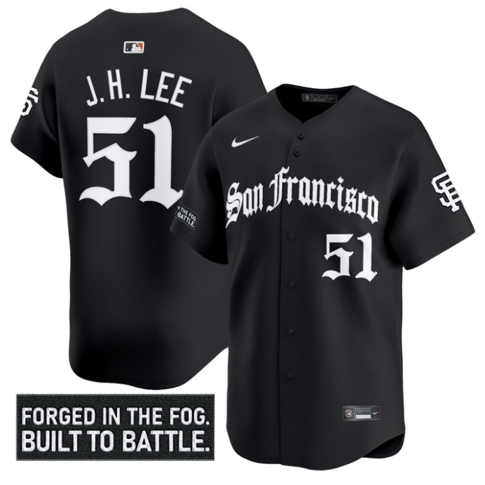 Jung Hoo Lee Jersey #51 San Francisco Giants Gothic Fog Edition Stitched Black