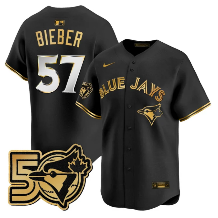 Justin Bieber Jersey #57 Toronto Blue Jays 50 Seasons Patch Stitched