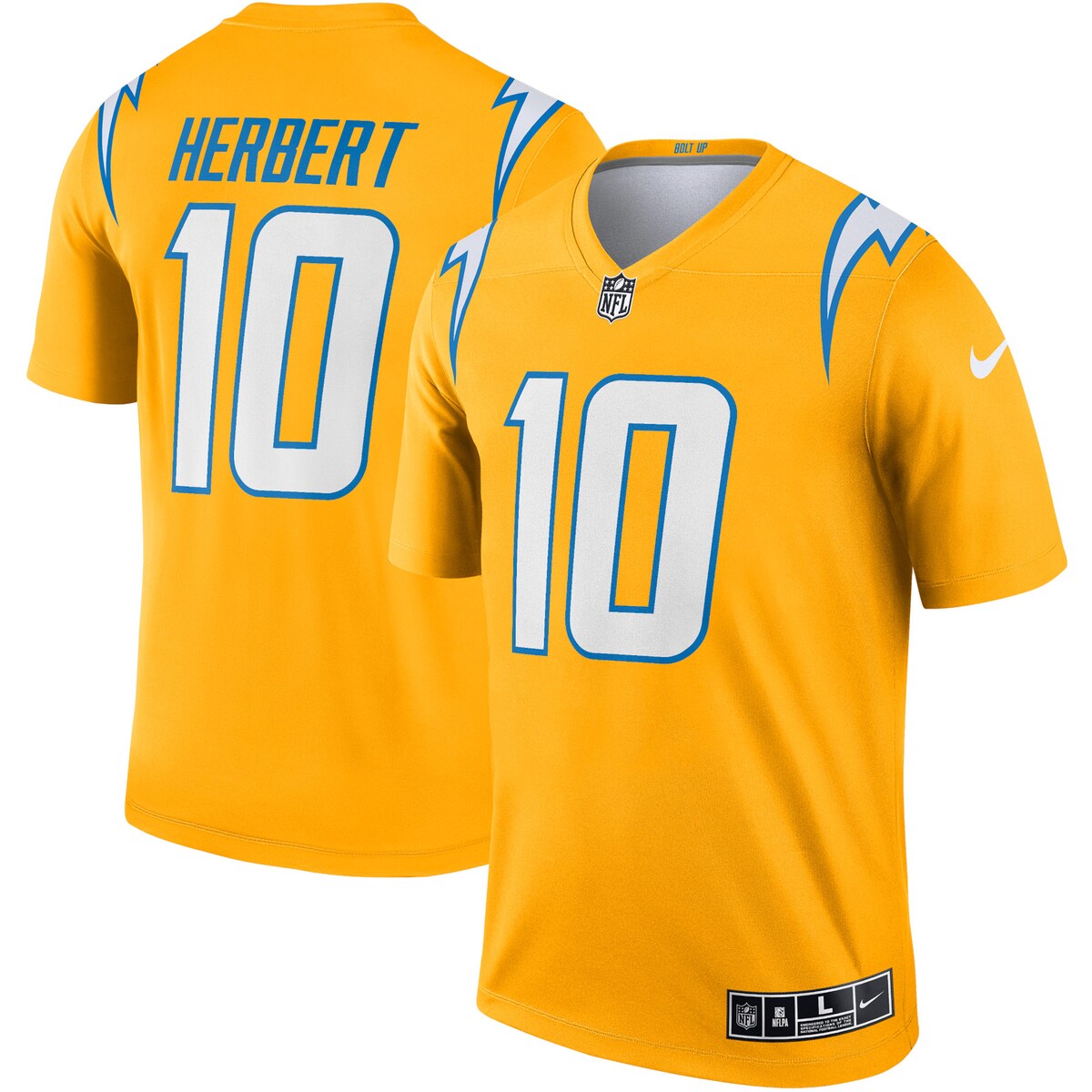 Justin Herbert Los Angeles Chargers Nike Inverted Legend Jersey Gold