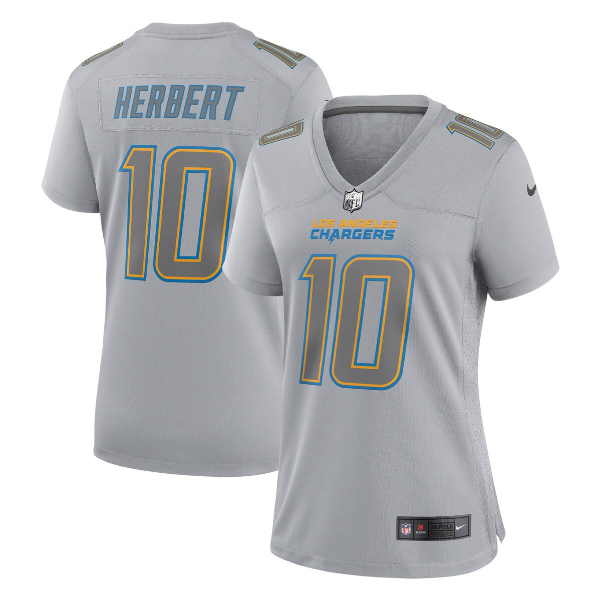 Justin Herbert Los Angeles Chargers Nike Womens Atmosphere Fashion Game Jersey Gray