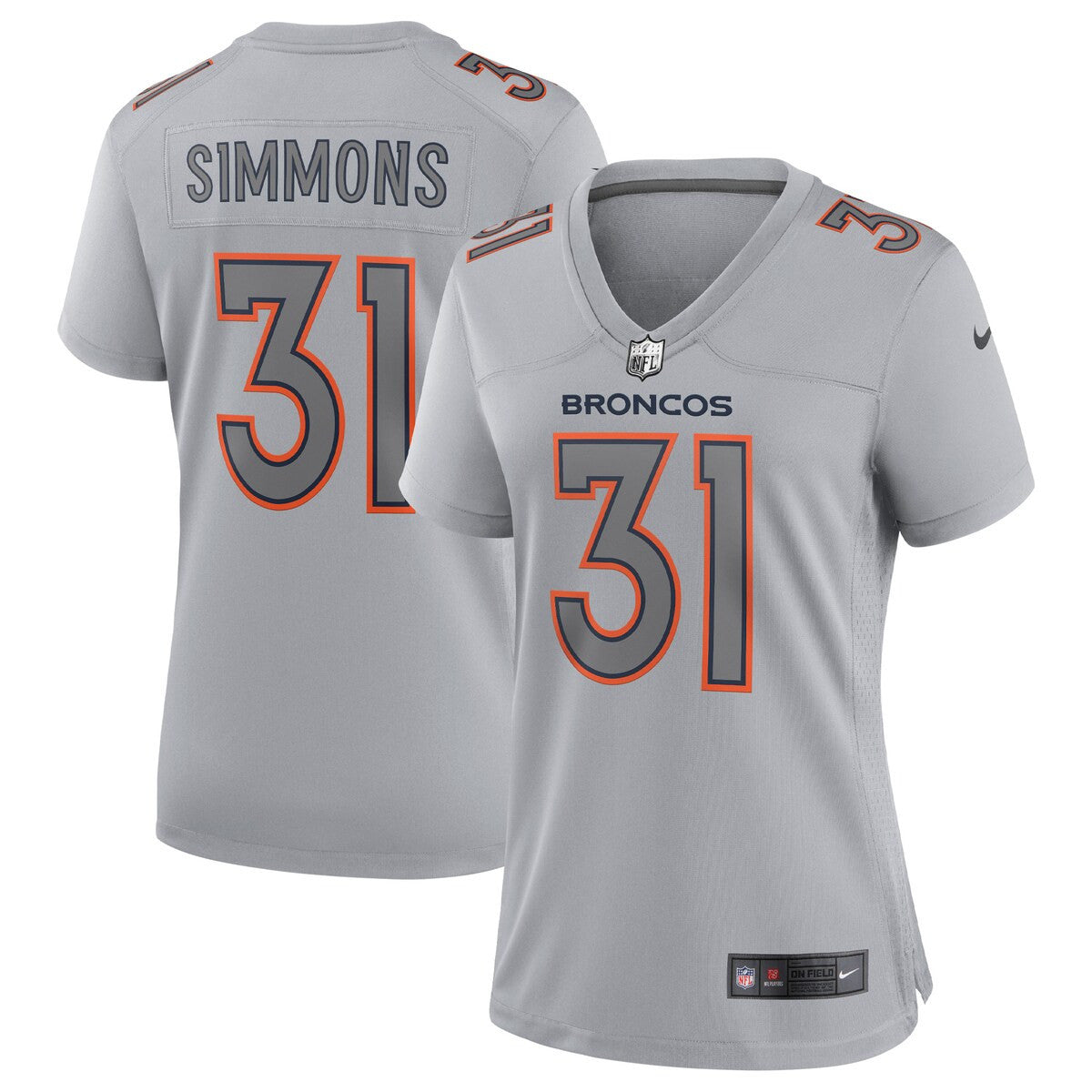 Justin Simmons Denver Broncos Nike Womens Atmosphere Fashion Game Jersey Gray