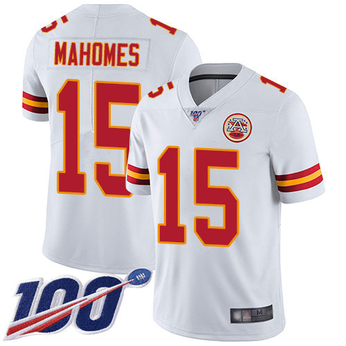 Kansas City Chiefs 15 Patrick Mahomes White Mens Stitched Football 100th Season Vapor Limited Jersey