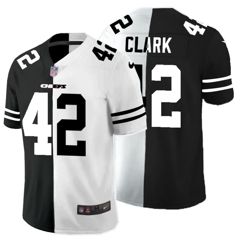 Kansas City Chiefs Anthony Sherman 42 Frank Clark 55 Nfl 2020 Black And White Jersey