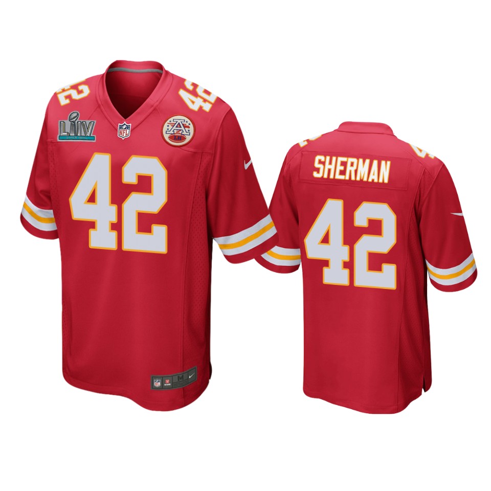 Kansas City Chiefs Anthony Sherman Red Super Bowl Liv Game Jersey