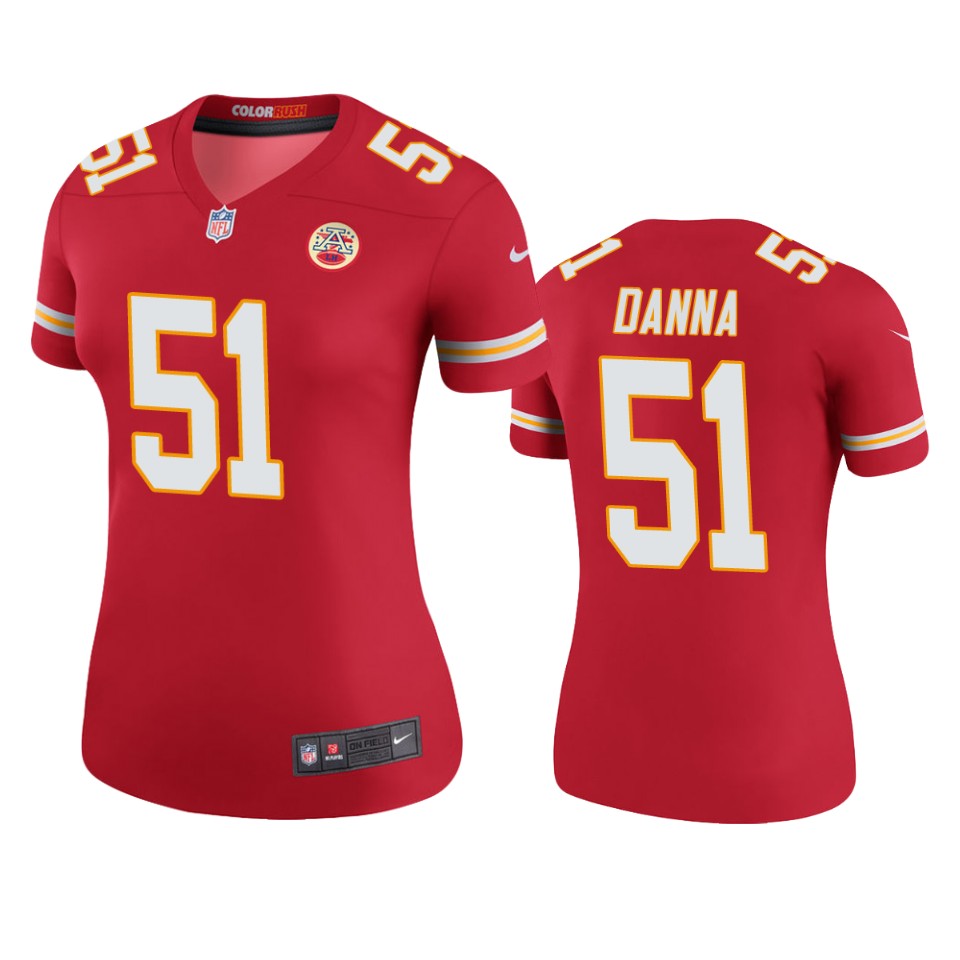 Kansas City Chiefs Michael Danna Red Color Rush Legend Jersey Womens
