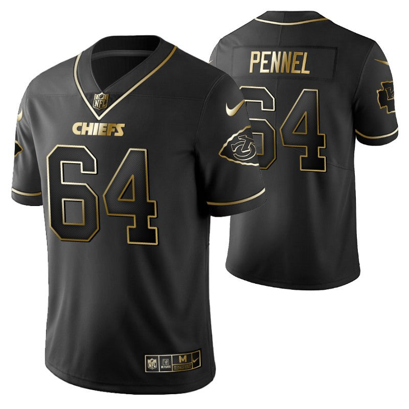 Kansas City Chiefs Mike Pennel 64 2021 Nfl Golden Brandedition Black Jersey Gift For Chiefs Fans